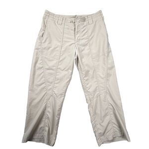 Patagonia Womens 8 Tan Hiking Capri Cropped Pants Condition Issues‎ Drawstring